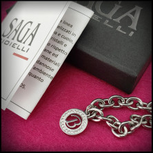 SAGA GIOIELLI® Bracciale Donna Catena Iniziali Cristalli Acciaio