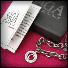 SAGA GIOIELLI® Bracciale Donna Catena Iniziali Cristalli Acciaio