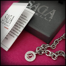 SAGA GIOIELLI® Bracciale Donna Catena Iniziali Cristalli Acciaio