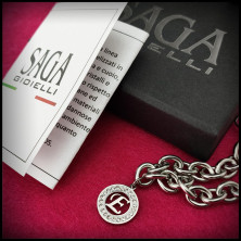 SAGA GIOIELLI® Bracciale Donna Catena Iniziali Cristalli Acciaio