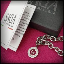 SAGA GIOIELLI® Bracciale Donna Catena Iniziali Cristalli Acciaio