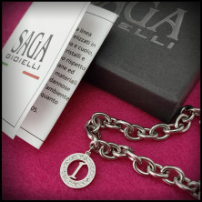 SAGA GIOIELLI® Bracciale Donna Catena Iniziali Cristalli Acciaio