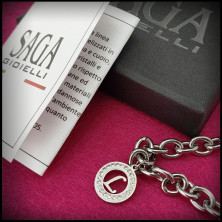 SAGA GIOIELLI® Bracciale Donna Catena Iniziali Cristalli Acciaio