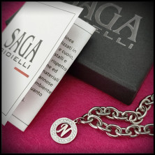 SAGA GIOIELLI® Bracciale Donna Catena Iniziali Cristalli Acciaio