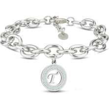 SAGA GIOIELLI® Bracciale Donna Catena Iniziali Cristalli Acciaio