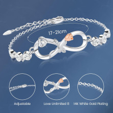 Bracciale Tennis Donna In Argento Regalo Da Donna Placcato Oro Bianco 14k Idee Di Gioielli Per Fidanzate, Madri, Amiche, Figlie,