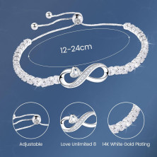 Bracciale Tennis Donna In Argento Regalo Da Donna Placcato Oro Bianco 14k Idee Di Gioielli Per Fidanzate, Madri, Amiche, Figlie,