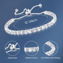 Bracciale Tennis Donna In Argento Regalo Da Donna Placcato Oro Bianco 14k Idee Di Gioielli Per Fidanzate, Madri, Amiche, Figlie,