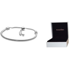 Pandora Moments, braccialetto a maglia serpente con chiusura a scorrimento, 28 cm, 28 cm, Argento sterling