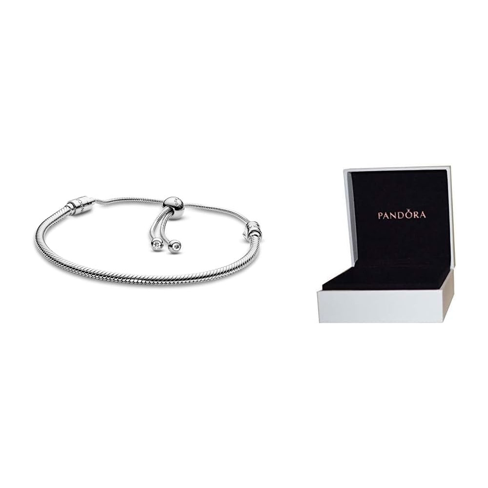 Pandora Moments, braccialetto a maglia serpente con chiusura a scorrimento, 28 cm, 28 cm, Argento sterling