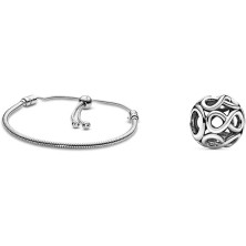 Pandora Moments, braccialetto a maglia serpente con chiusura a scorrimento, 28 cm, 28 cm, Argento sterling