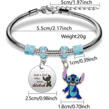 BJPERFMS Bracciale Stitch, Lilo Stitch Braccialetto, Stitch Bracciale on Ciondoli, Braccialetti Amicizia, Bracciale Bambina,