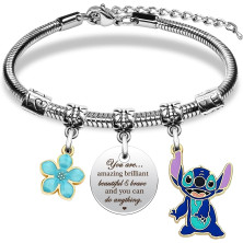 BJPERFMS Bracciale Stitch, Lilo Stitch Braccialetto, Stitch Bracciale on Ciondoli, Braccialetti Amicizia, Bracciale Bambina,