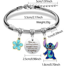 BJPERFMS Bracciale Stitch, Lilo Stitch Braccialetto, Stitch Bracciale on Ciondoli, Braccialetti Amicizia, Bracciale Bambina,