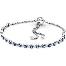 Pandora Timeless 599377C01 - Braccialetto regolabile in argento sterling con cristalli e zirconi,Blu e transparente, Metallo