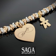 SAGA GIOIELLI® Bracciale Donna Infinito Amore Family Acciaio Ciondolo Bebè Regalo Gravidanza