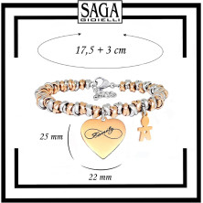 SAGA GIOIELLI® Bracciale Donna Infinito Amore Family Acciaio Ciondolo Bebè Regalo Gravidanza