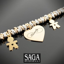 SAGA GIOIELLI® Bracciale Donna Infinito Amore Family Acciaio Ciondolo Bebè Regalo Gravidanza