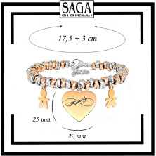 SAGA GIOIELLI® Bracciale Donna Infinito Amore Family Acciaio Ciondolo Bebè Regalo Gravidanza