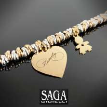 SAGA GIOIELLI® Bracciale Donna Infinito Amore Family Acciaio Ciondolo Bebè Regalo Gravidanza