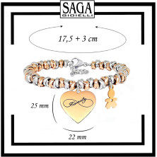 SAGA GIOIELLI® Bracciale Donna Infinito Amore Family Acciaio Ciondolo Bebè Regalo Gravidanza