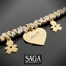 SAGA GIOIELLI® Bracciale Donna Infinito Amore Family Acciaio Ciondolo Bebè Regalo Gravidanza