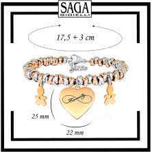 SAGA GIOIELLI® Bracciale Donna Infinito Amore Family Acciaio Ciondolo Bebè Regalo Gravidanza