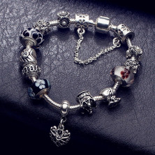 A TE® Bracciale Charms Fiore Vetro Catena Sicurezza Regalo 18cm/20cmJW-B110