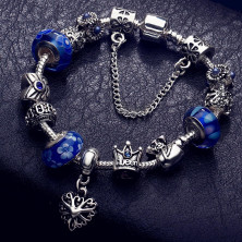 A TE® Bracciale Charms Fiore Vetro Catena Sicurezza Regalo 18cm/20cmJW-B110