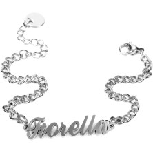 Flowers Bracciale in acciaio con Nome in Corsivo disponibile in due colorazioni dorato e argentato