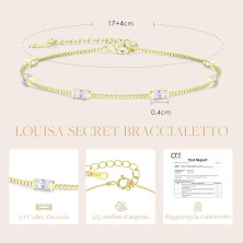 LOUISA SECRET Bracciale Donna Argento 925 Braccialetto Zirconi Cubici Placcato Oro Bracciali Donna Gioielli Regalo Natale