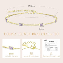 LOUISA SECRET Bracciale Donna Argento 925 Braccialetto Zirconi Cubici Placcato Oro Bracciali Donna Gioielli Regalo Natale