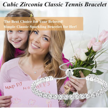 JeweBella 3PCS Bracciale Tennis Argento per Donna Bracciale Regolabile in Zirconi Set di Bracciali Cristalli Classici Diamanti