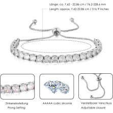 GW Bracciale Tennis Donna Braccialetto Donna Argento con Zirconi Personalizzato Braccialetti Regalo Donna Bomboniere Compleanno