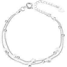 VGWON Bracciale in argento 925 con stelle e perline per le donne Bracciale a catena regalo per ragazze adolescenti - Lunghezza