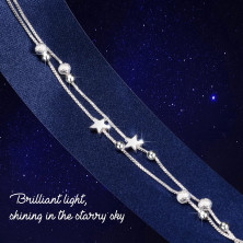 VGWON Bracciale in argento 925 con stelle e perline per le donne Bracciale a catena regalo per ragazze adolescenti - Lunghezza