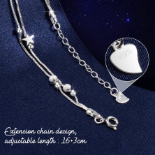 VGWON Bracciale in argento 925 con stelle e perline per le donne Bracciale a catena regalo per ragazze adolescenti - Lunghezza