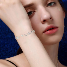 VGWON Bracciale in argento 925 con stelle e perline per le donne Bracciale a catena regalo per ragazze adolescenti - Lunghezza