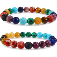 Farfume Braccialetti Chakra da donna - Bracciale con cristalli di pietre curative per donna Bracciale con pietre preziose