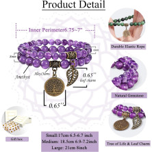 Farfume Braccialetti Chakra da donna - Bracciale con cristalli di pietre curative per donna Bracciale con pietre preziose