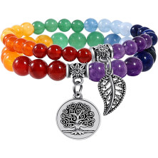 Farfume Braccialetti Chakra da donna - Bracciale con cristalli di pietre curative per donna Bracciale con pietre preziose