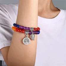 Farfume Braccialetti Chakra da donna - Bracciale con cristalli di pietre curative per donna Bracciale con pietre preziose