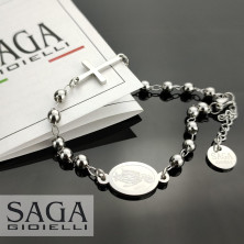 SAGA GIOIELLI® Bracciale Uomo Donna Rosario Argento Acciaio