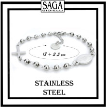 SAGA GIOIELLI® Bracciale Uomo Donna Rosario Argento Acciaio