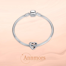 Annmors charm a forma di cuore, in argento Sterling 925, esprime l’amore,compatibile con braccialetti europei