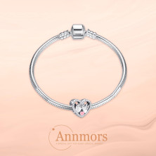 Annmors charm a forma di cuore, in argento Sterling 925, esprime l’amore,compatibile con braccialetti europei