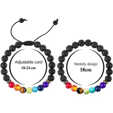 Senidea 2 Pezzi 7 Braccialetto Chakra per Donna Uomo, Bracciale Lava Beads, Bracciali Yoga Pietre Naturali Energetiche,