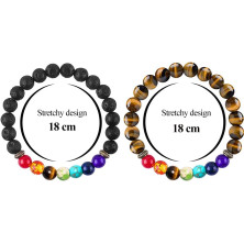 Senidea 2 Pezzi 7 Braccialetto Chakra per Donna Uomo, Bracciale Lava Beads, Bracciali Yoga Pietre Naturali Energetiche,