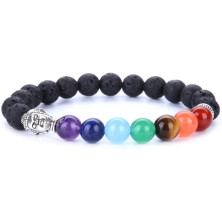 Senidea 2 Pezzi 7 Braccialetto Chakra per Donna Uomo, Bracciale Lava Beads, Bracciali Yoga Pietre Naturali Energetiche,