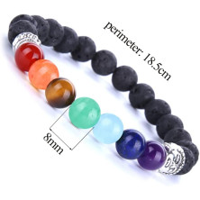 Senidea 2 Pezzi 7 Braccialetto Chakra per Donna Uomo, Bracciale Lava Beads, Bracciali Yoga Pietre Naturali Energetiche,